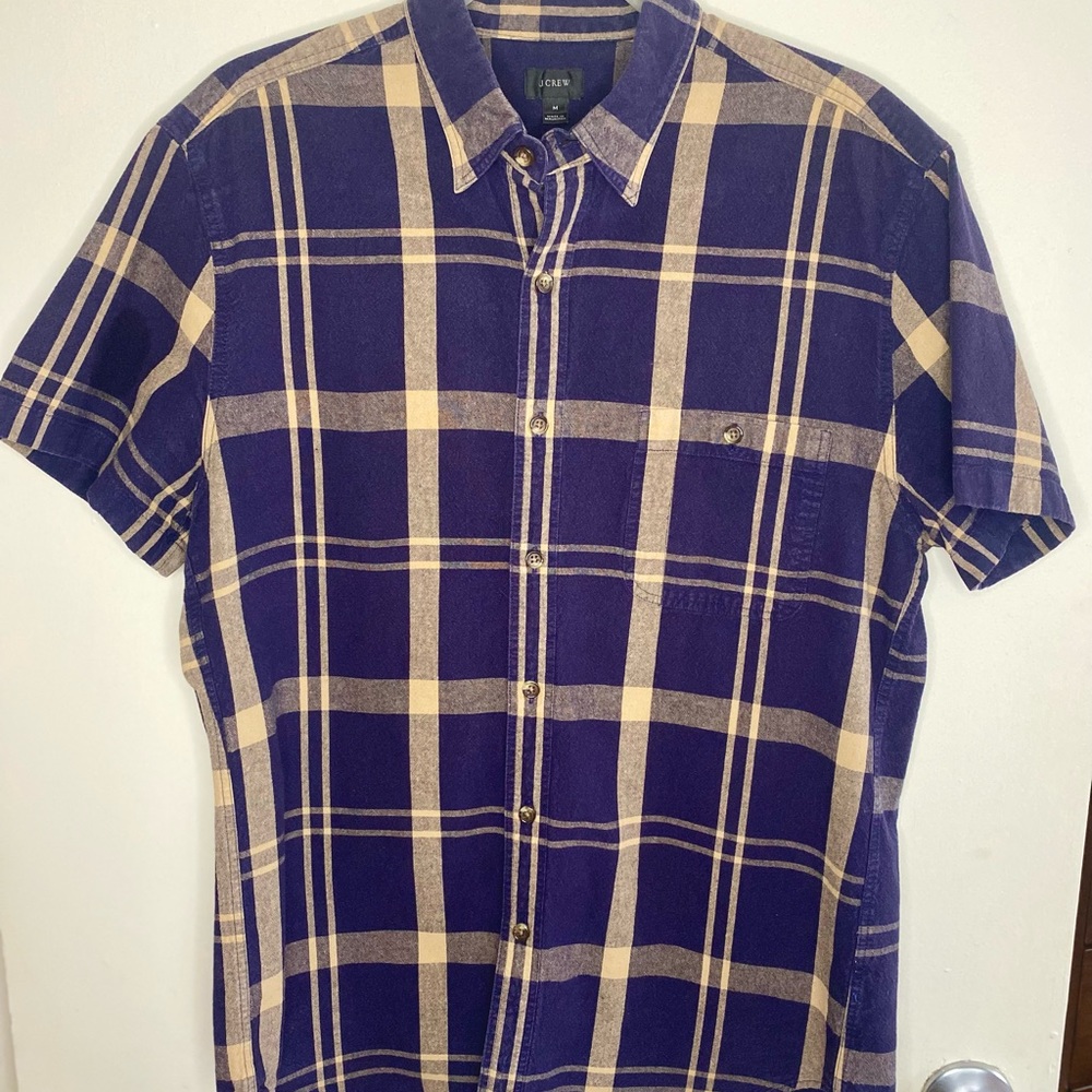 J. Crew Cotton Short Sleeve Button up Blue M